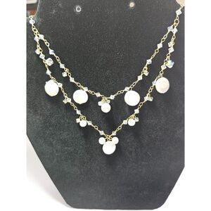 DOL 2 strand cut AB crystals and pearl necklace 18.5-20"